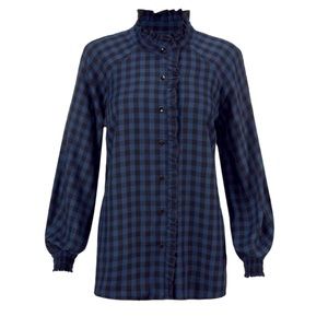 CAbi Blue Checkered Button Down Shirt
